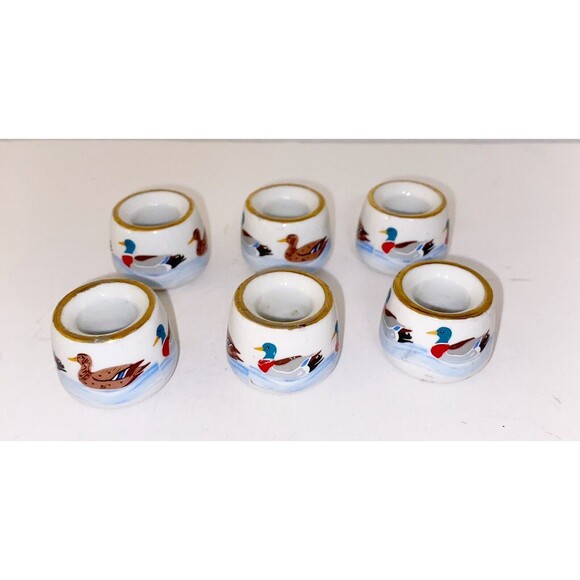 West Germany Funny Design 6 Miniature Tapered Candle Holders Mallard Ducks - Picture 1 of 6